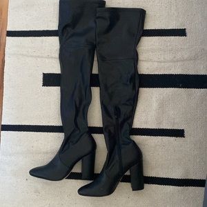 ALDO. Faux leather black thigh high boots. size 10. Good condition
